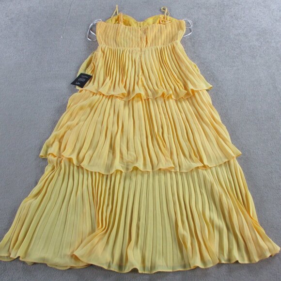 Lulus Cascading Crush Yellow Tiered Bustier Midi Dress Womens Medium New NWT - Picture 3 of 7